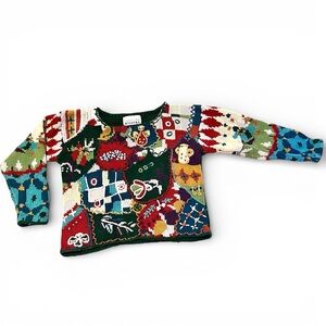 Vintage 90s Cottagecore Carolina Colours Silk Ramie Sweater Fun Cropped